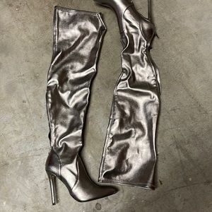 Gunmetal thigh high boots